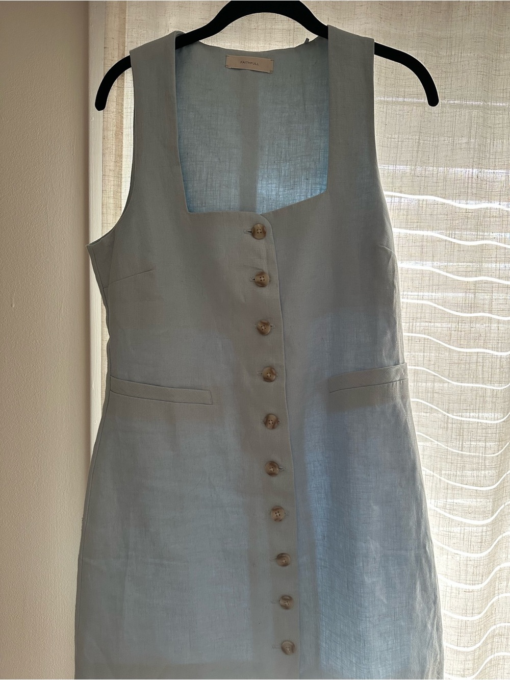 Faithfull the Brand Light Blue Mini Dress size small 4 Jacques dress - Picture 2 of 4